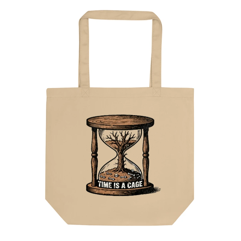 Eco Oyster Tote Bag | Time Is a Cage Hourglass Tree Design