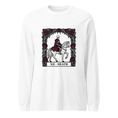 XII - Death Tarot Skeleton on Horse Long Sleeve Tee | Gothic Unisex Shirt