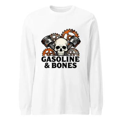 Gasoline & Bones Skull Piston Gear Unisex Long Sleeve Tee