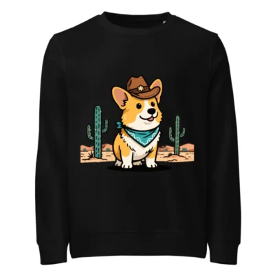Unisex Organic Cowboy Corgi Sweatshirt | Eco-Friendly Cotton Blend
