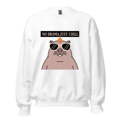 Unisex Crew Neck Sweatshirt - 'No Drama, Just Chill' Gopher Graphic Tee