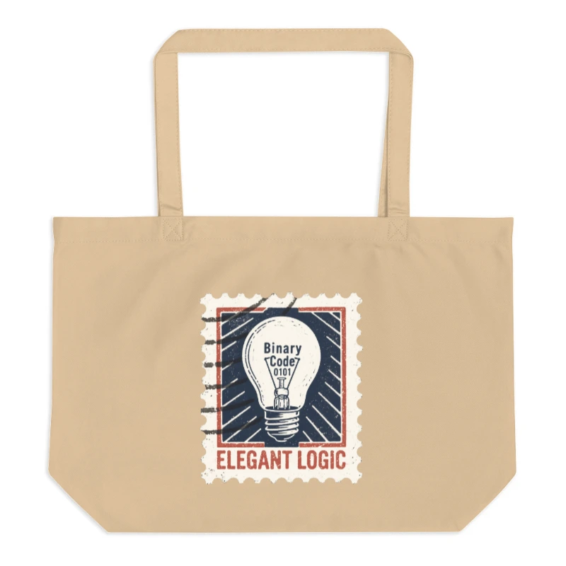 Organic Tote Bag | Large Eco-Friendly Canvas Tote with Elegant Logic Lightbulb Design