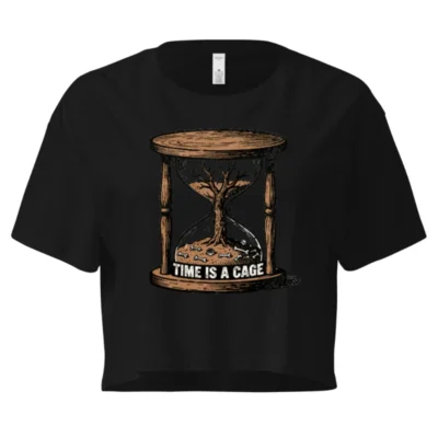 Women's Crop Top - Time Is a Cage Hourglass Tree Design, Black