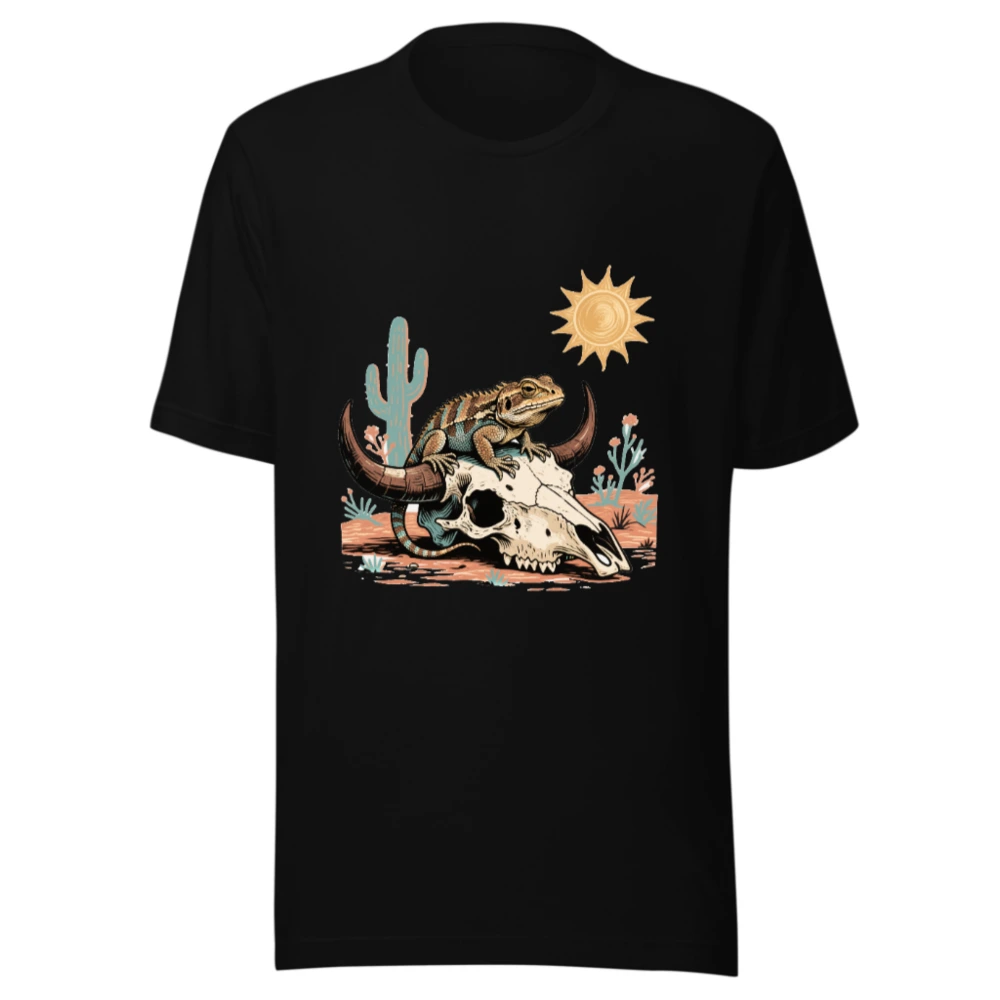 Desert Lizard on Buffalo Skull T-Shirt | Unisex Staple Tee