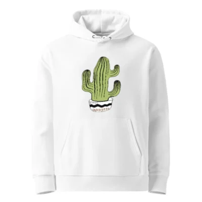 Unisex Eco Hoodie with Cactus Design - Soft Organic Cotton Sweatshirt