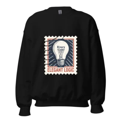 Unisex Crew Neck Sweatshirt - Elegant Logic Binary Code Lightbulb Design