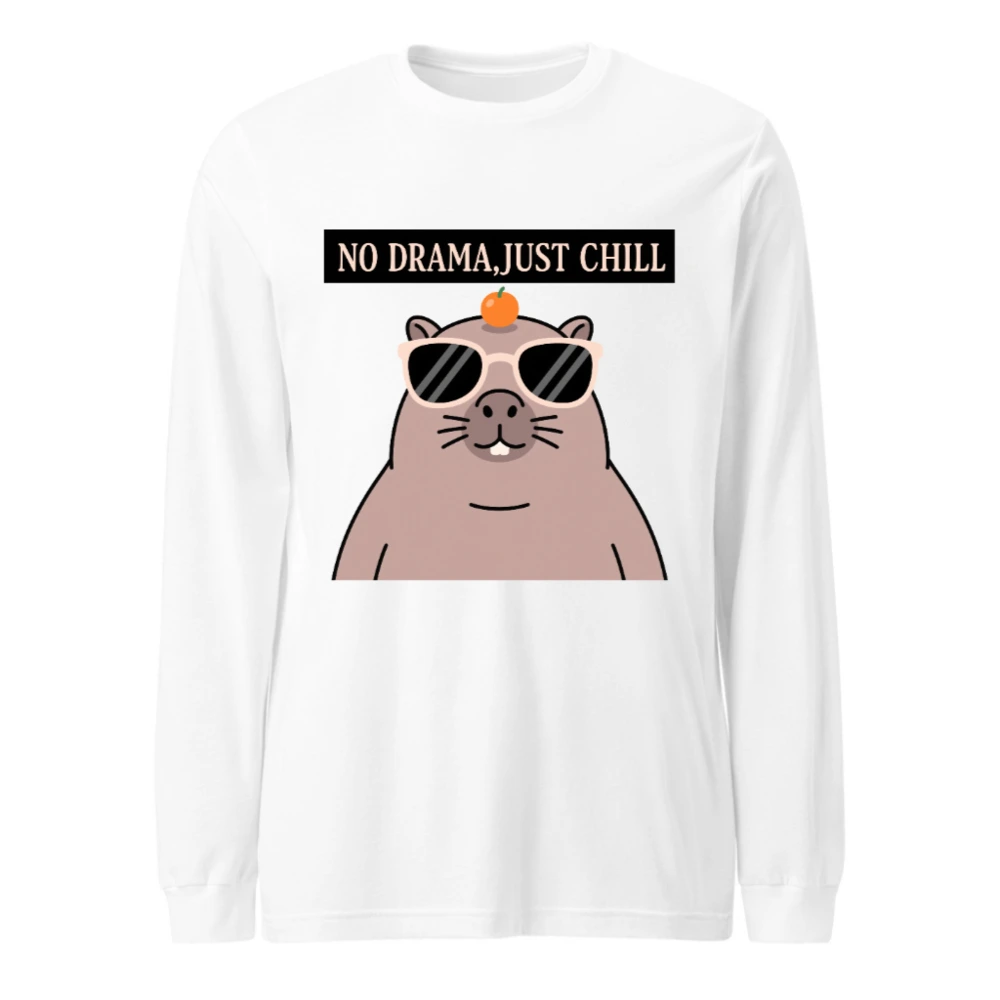 No Drama, Just Chill Groundhog Long Sleeve Tee - Unisex Comfort Fit