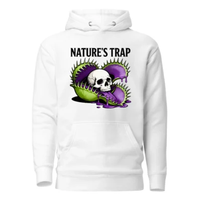 Nature's Trap Hoodie - Unisex Premium Pullover with Skull & Venus Flytrap Design