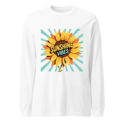 Sunshine Vibes Sunflower Long Sleeve Tee - Unisex, Bright & Retro