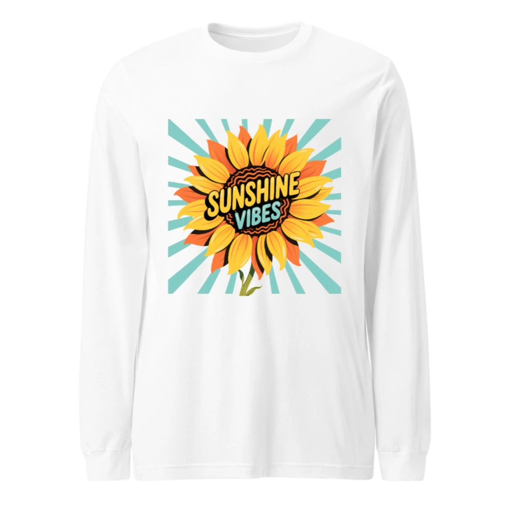 Sunshine Vibes Sunflower Long Sleeve Tee - Unisex, Bright & Retro