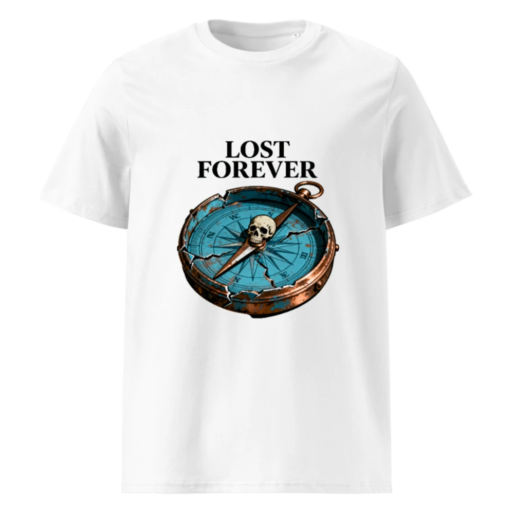 Lost Forever Compass Skull T-Shirt - Unisex Organic Cotton Tee