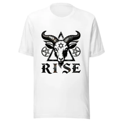 Unisex Staple T-Shirt with Goat Head Pentagram Design - Rise Symbol