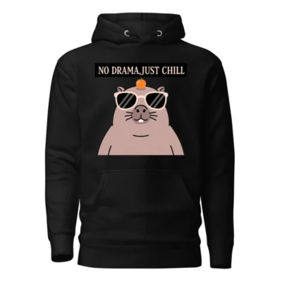 Unisex Premium Pullover Hoodie - 'No Drama, Just Chill' Groundhog Graphic