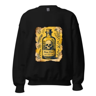 Bone Elixir Sweatshirt | Unisex Crew Neck, Vintage Apothecary Design
