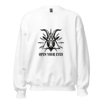 Unisex Goat Head Sweatshirt - Open Your Eyes Triangular Dagger Design