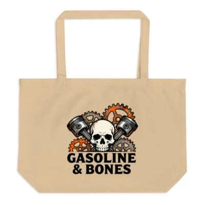 Gasoline & Bones Organic Tote Bag - Large Eco-Friendly Canvas Tote