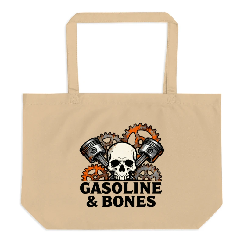 Gasoline & Bones Organic Tote Bag - Large Eco-Friendly Canvas Tote