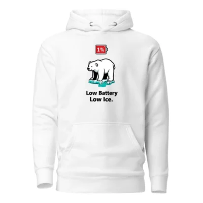 Unisex Premium Pullover Hoodie - Low Battery Low Ice Polar Bear Design