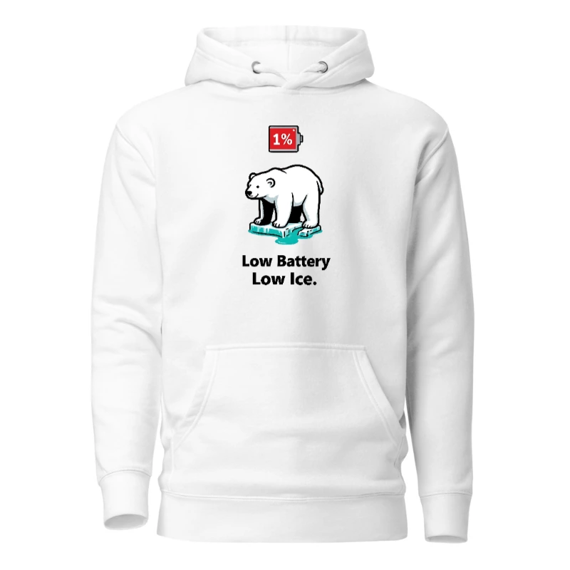 Unisex Premium Pullover Hoodie - Low Battery Low Ice Polar Bear Design