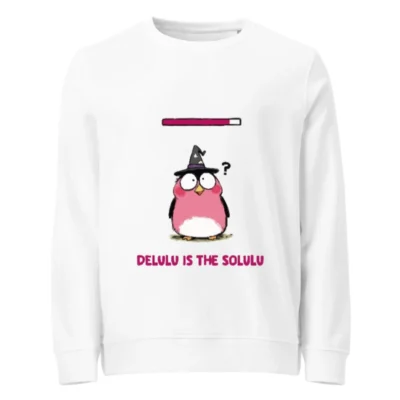 Unisex Organic Sweatshirt | Delulu is the Solulu Wizard Penguin Design