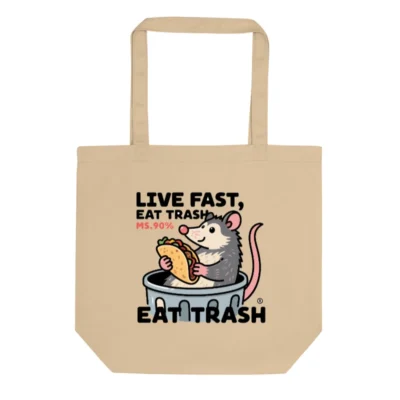 Eco Oyster Tote Bag | Sustainable Canvas Tote with Humorous Rat & Taco Design