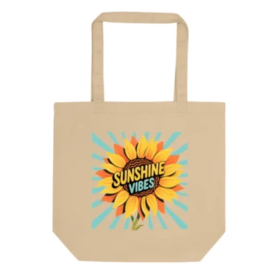 Eco Oyster Tote Bag | Sunflower 'Sunshine Vibes' Design, Reusable & Sustainable