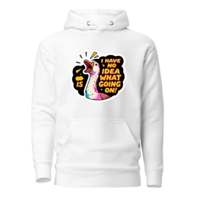Unisex Premium Pullover Hoodie - 'I Have No Idea What's Going On!' Duck Graphic