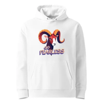 Unisex Eco Hoodie with Ram Graphic - Go Fearless, Sustainable Essential