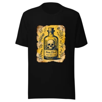 Bone Elixir T-Shirt | Unisex Staple Tee with Vintage Skull & Herb Art