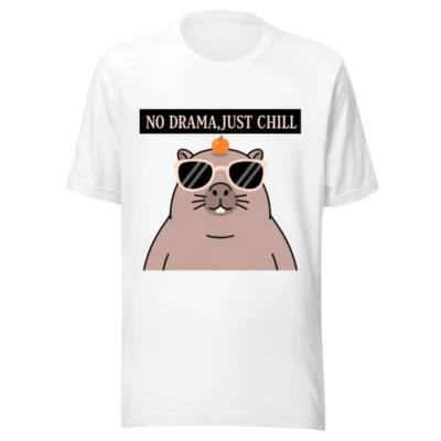 Unisex Staple T-Shirt - 'No Drama, Just Chill' Guinea Pig Graphic Tee