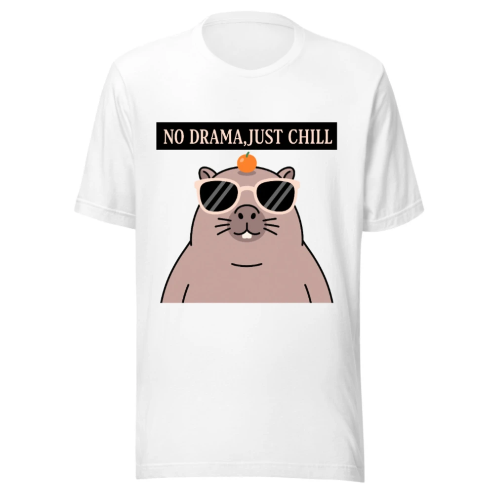 Unisex Staple T-Shirt - 'No Drama, Just Chill' Guinea Pig Graphic Tee