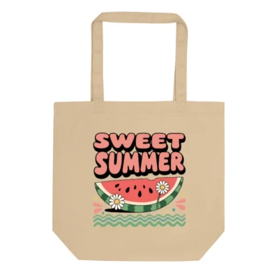 Eco Oyster Tote Bag | Sweet Summer Watermelon Design - Reusable Organic Cotton Tote