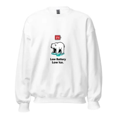 Unisex Crew Neck Sweatshirt - Low Battery Low Ice Polar Bear Graphic