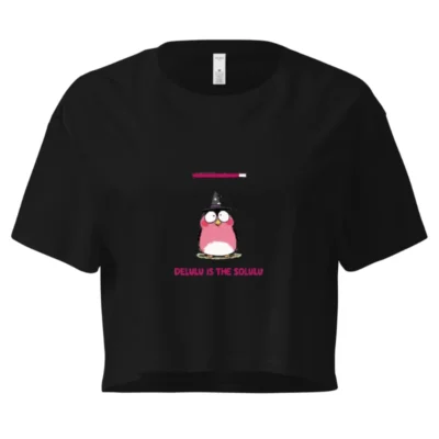 Delulu is the Solulu Women's Crop Top - Pink Wizard Owl Design