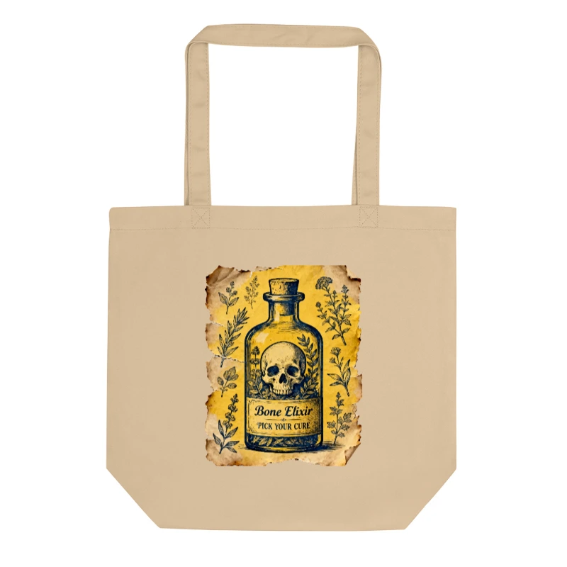 Eco Oyster Tote Bag | Bone Elixir Vintage Witchcraft Design, Reusable Canvas Tote