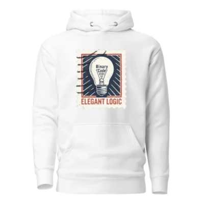 Unisex Premium Pullover Hoodie - Elegant Logic Light Bulb Binary Code Design
