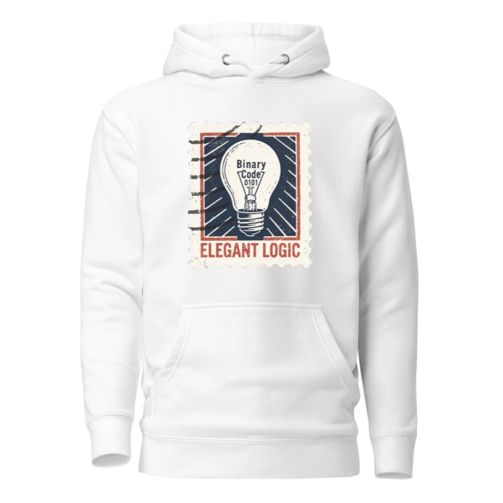 Unisex Premium Pullover Hoodie - Elegant Logic Light Bulb Binary Code Design