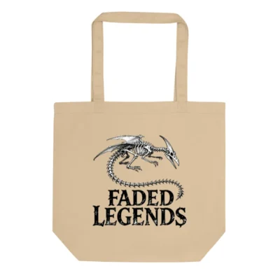 Eco Oyster Tote Bag | Faded Legends Dragon Skeleton Design