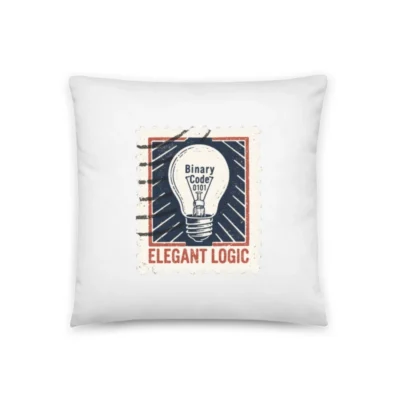 Binary Code Lightbulb Pillow | 18" x 18" Elegant Logic Design