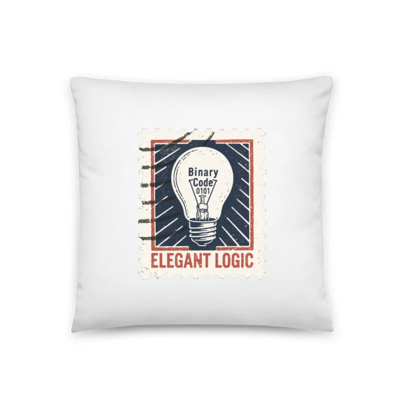 Binary Code Lightbulb Pillow | 18" x 18" Elegant Logic Design