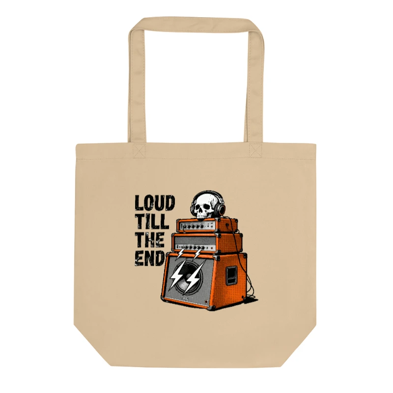 Eco Oyster Tote Bag | Loud Till The End Skull & Amp Design | Sustainable Canvas Tote