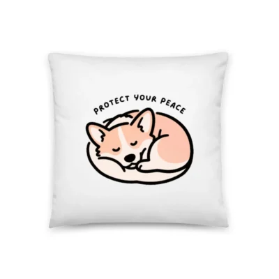 Cute Sleeping Fox Pillow 18"x18" - Protect Your Peace, Soft & Cozy Decor