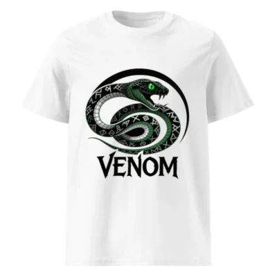 Unisex Organic Cotton T-Shirt with Venom Snake Graphic - Eco-Friendly & Comfortable