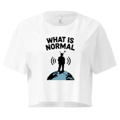 Women's Crop Top - 'What Is Normal' Pixel Art Tee, Short Sleeve, Comfort Fit