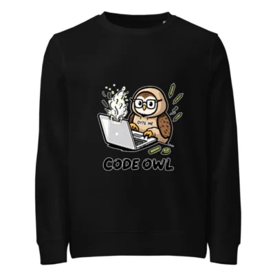 Code Owl Unisex Organic Sweatshirt | OYTE ME | Eco-Friendly Tech Wear