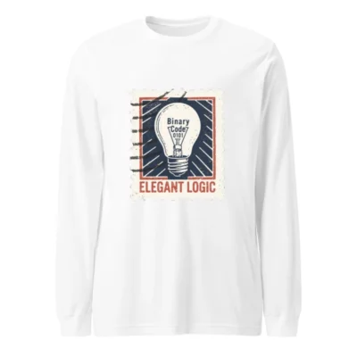 Binary Code Lightbulb Unisex Long Sleeve Tee | Elegant Logic Design