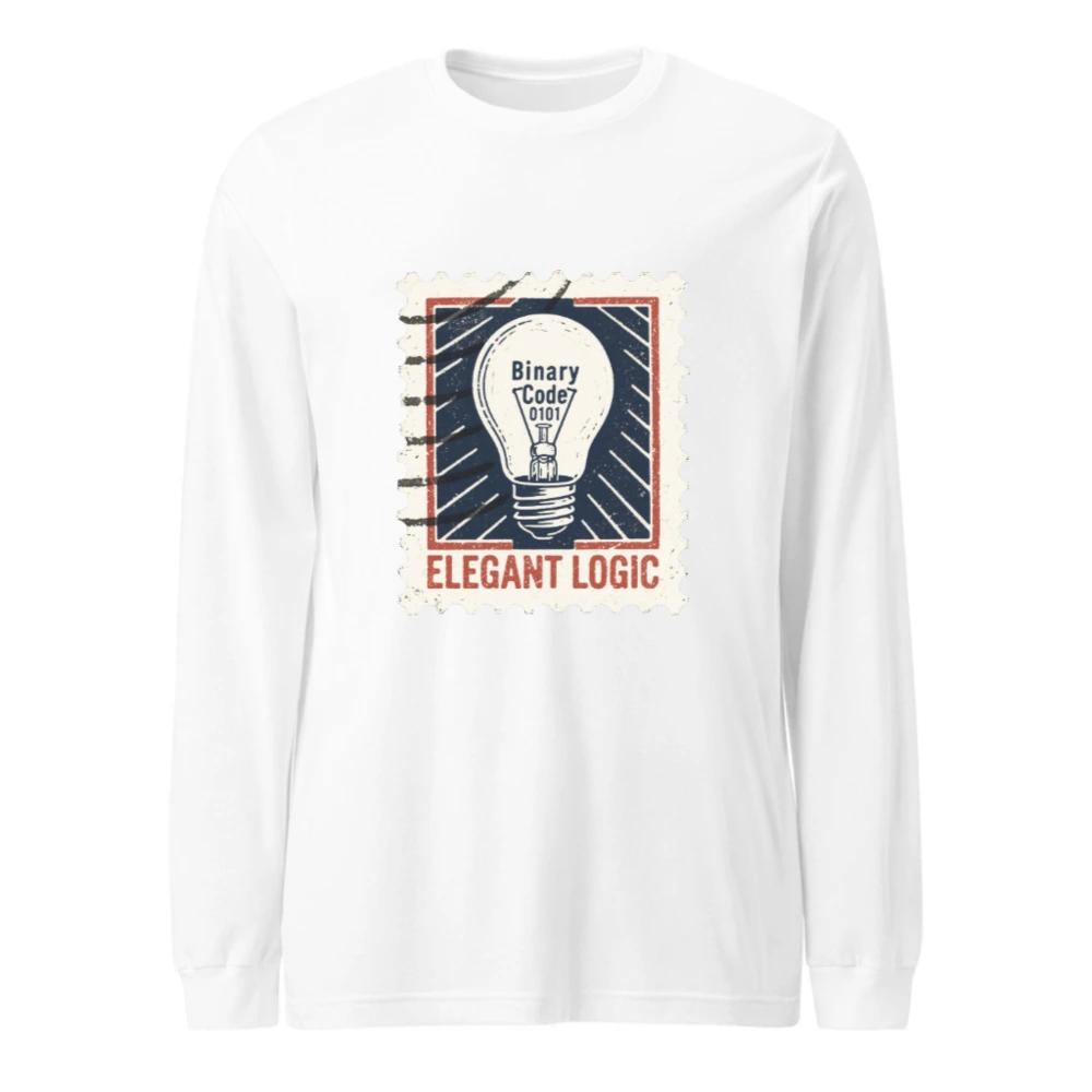 Binary Code Lightbulb Unisex Long Sleeve Tee | Elegant Logic Design