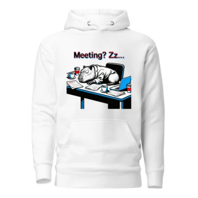 Unisex Premium Pullover Hoodie - Meeting? Zz... Capybara Office Sleep Humor Sweatshirt