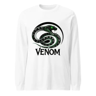 Venom Snake Long Sleeve Tee - Green Eye Snake Design Unisex Shirt