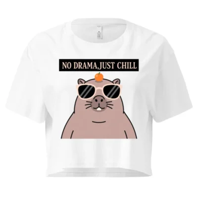 Women's Crop Top - No Drama, Just Chill Beaver Graphic Tee